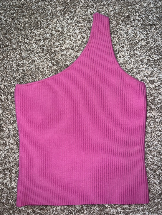 Simply Jules Tops - Simply Jules Slimming Ribbed One-Shoulder Pink Women’s Dress Top Size SMALL